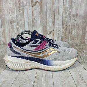 Saucony Triumph 4 Women's Running Shoes Light Grey Pink Gold Size 9